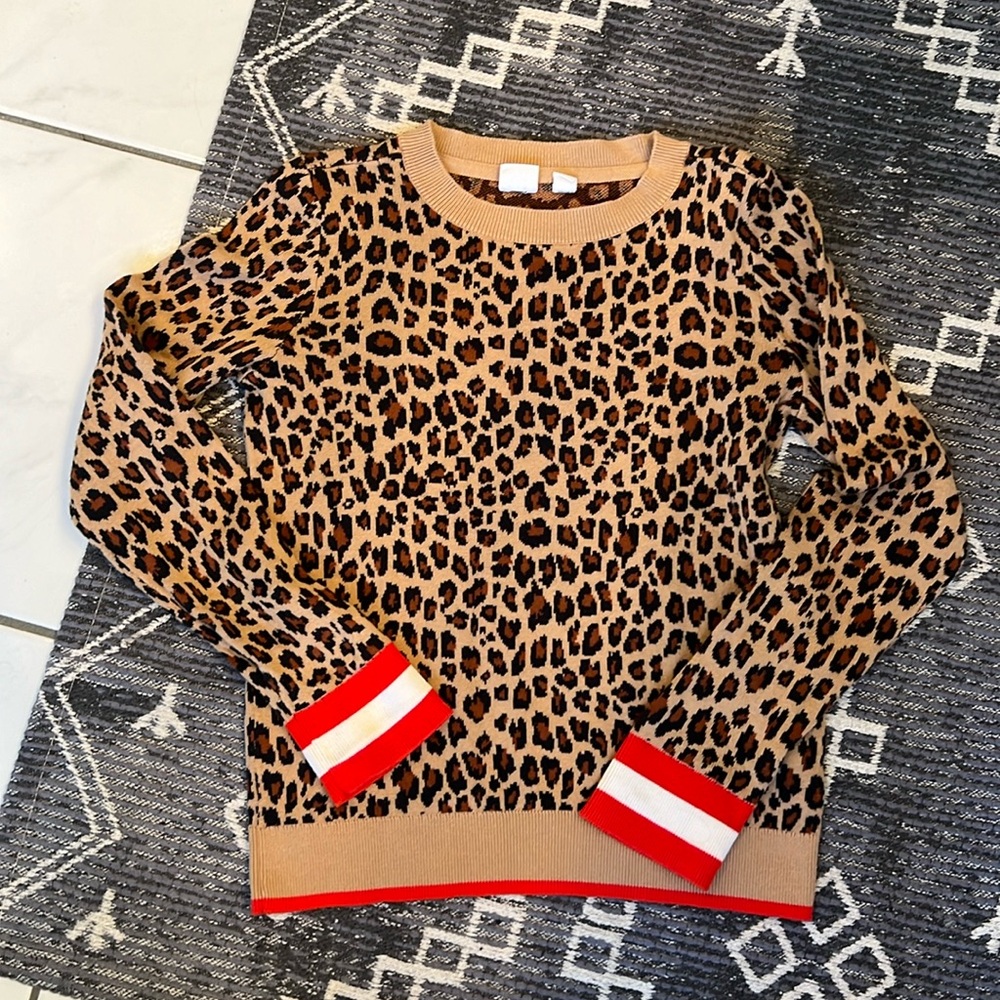 Gap Kids Leopard Print Cotton Pullover Sweater